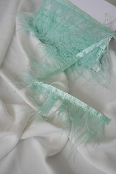 İstoria Bridal Water Green Camel Feather - Half Meter 50 cm Decorative Strip