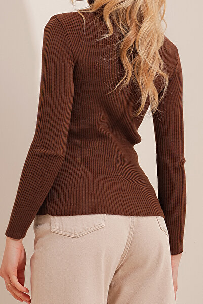 VAGGON Γυναικείο Καφέ ζιβάγκο Πλεκτό Πλεκτό Πουλόβερ Vgn-X9381