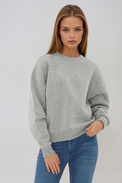 VAGGON Gray Oversize Crew Neck Women's Sweatshirt - Vgn-669-001