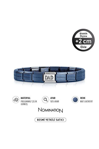 NOMİNATİON Italy Composable 925 Ayar gümüş Dad ve Çelik Bileklik MAT LACİVERT