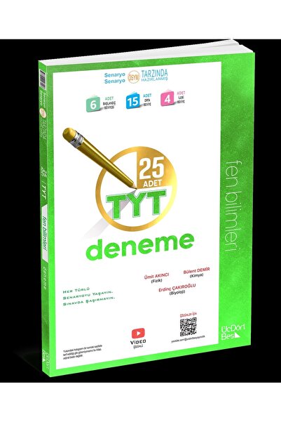 Üç Dört Beş Yayıncılık ÜçDörtBeş Yayınları TYT Fen Bilimleri 25 Deneme Yeni