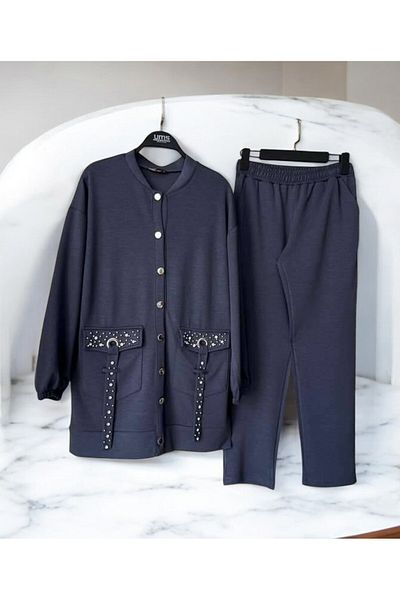 UMS CONCEPT Stone Detailed Falcon Pocket Covered Double Suit - 1569-0001