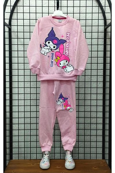 ARBİ kids Girl's Pink Two-Thread Raised Kuromi Suit