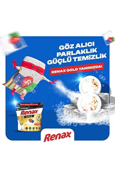 RENAX Gold Bulaşık Makinesi Kapsülü Hepsi Bir Arada 30 Lu X 3 Ad