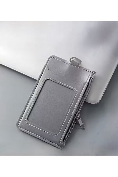 StormiStoretr Γκρι κάθετο δέρμα - Πέτο θήκης κάρτας, προστατευτικό με φερμουάρ