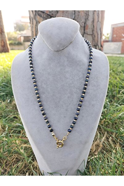 Arjew Gerçek Siyah İnci Dorikalı Gemici Kilitli Kolye Ve Bileklik Set