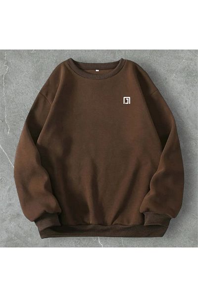 Butik Φούτερ με στάμπα 3 καφέ Jacknoah με λαιμόκοψη