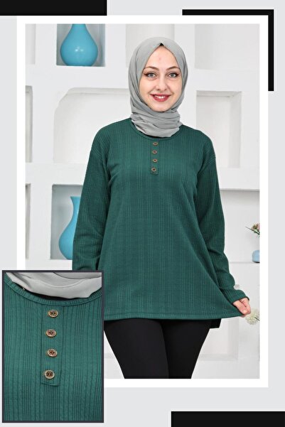 MERY FASHİON Дамска блуза с дълги ръкави и детайли с копчета със същия мотив,...