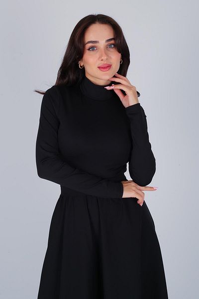 FACETTE Γυναικεία μαύρη μακρυμάνικη μπλούζα Basic Crop