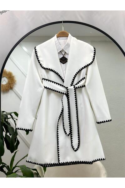 modasindoma jachetă cu curea brodată pentru femei