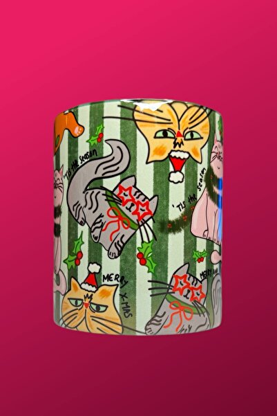 City Glow Cat Mom Christmas Mug- Kedi Annesi Noel Yılbaşı Hediyelik Kupa Bardak
