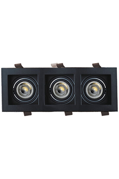 Cata Ct-5020 Pars Kare Boş Spot Kasası Üçlü Siyah GU10 - (Ampulsüz)