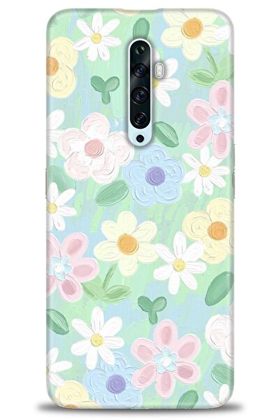 MRCİLETİSİM Oppo Reno 2Z Kılıf HD Baskılı Kılıf - Çiçekk + Tam Ekran Koruyucu