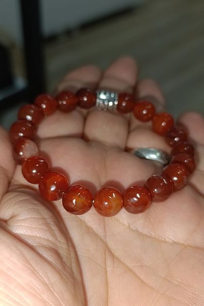 TAŞÇIZADE Brown Agate 10 mm Facet Cut Natural Stone Bracelet