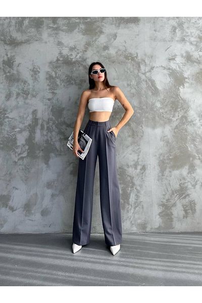 Bak'ap Premium High Waist Pleated Plaszo Fabric Pants