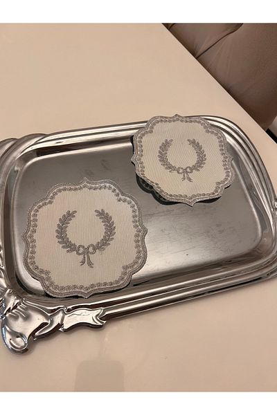Ayd Home Σετ 2 ασημένιες χαρτοπετσέτες κοκτέιλ 15 εκ. χριστουγεννιάτικη προσωρινή παρουσίαση καφέ