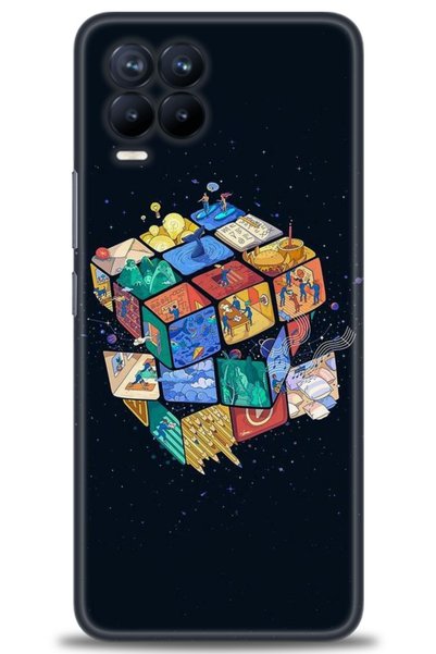 MRCİLETİSİM Realme 8 Case Hd Printed Case - People in Cubes