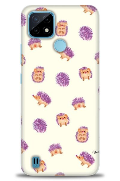 MRCİLETİSİM Realme C21 Case Hd Printed Case - Tiny Hedgehogs + Full Screen Pr...