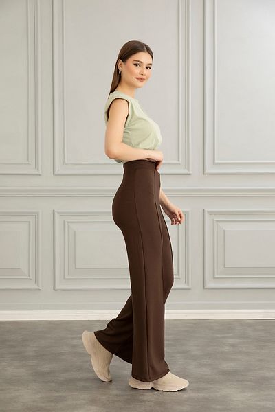 naymanlife Women's High Waist and Lycra Recovery Pants Leggings - Coffee Color, Flared Leg, Modal Fabric