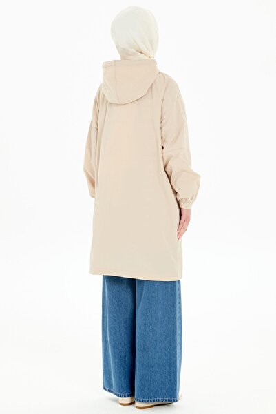 Tuğba Büzgülü Fermuar Kapamalı Yağmurluk - Bej