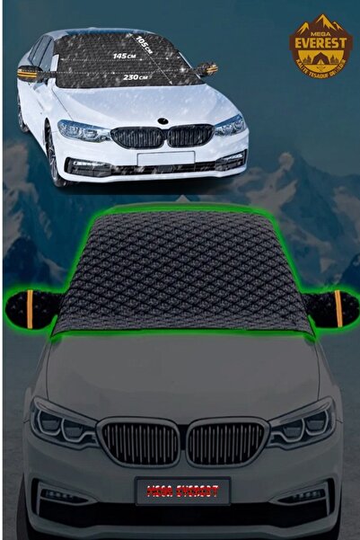 Mega Everest Siyah Ayna Korumalı Ön Cam Kar Buz Brandası Hatcback Araçlarla U...