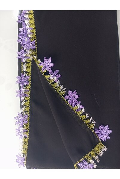 NUMİSTORE Iğne oyası erik çiçeği modeli siyah renk namaz örtüsü