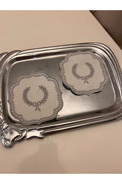 Ayd Home Σετ 2 ασημένιες χαρτοπετσέτες κοκτέιλ 15 εκ. χριστουγεννιάτικη προσωρινή παρουσίαση καφέ