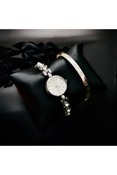 pullmarkt Pearl Grains Series - Bracelet + Women's Wrist Watch Set