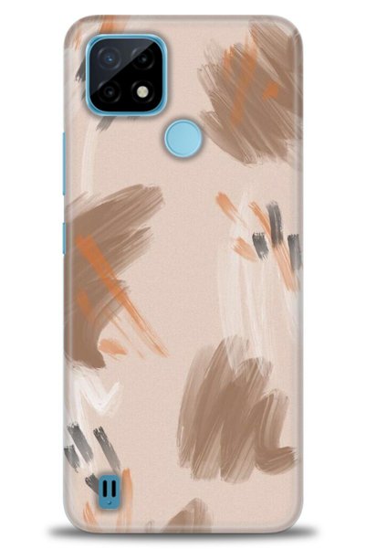 MRCİLETİSİM Realme C21 Case Hd Printed Case - Coffee Lines + Full Screen Prot...