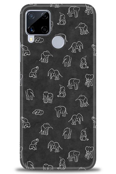 MRCİLETİSİM Realme C15 Case Hd Printed Case - Elephants