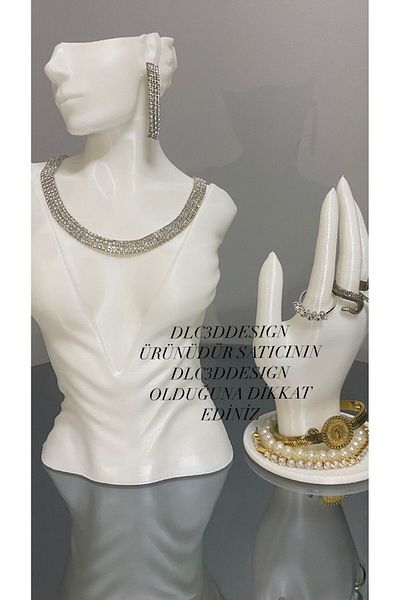 Goplast Premium Σετ 2 διακοσμητικών κοσμημάτων μανεκέν και χέρι, σετ βάσης επίδειξης κοσμημάτων, οργανωτής κοσμημάτων, δαχτυλίδι κολιέ σκουλαρίκι