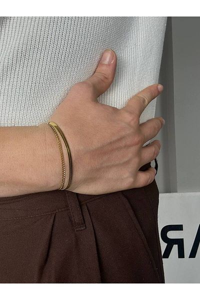 Arvens Gold Thin-Thick Bracelet Stainless Steel Men's Women's Shiny Surface Unisex