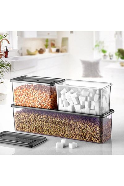 Espas Home Refrigerator - Deep Freezer and Storage Container Usable in Microwave - Set of 3