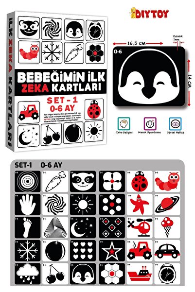 Diytoy Bebeğimin Ilk Zeka Kartları 0-12 Ay+ Erken Eğitim Zeka Kartları 0-6 Ay