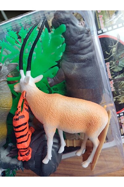 OYUNCAKSAHİLİ Vahşi Orman Hayvanları 21 Parça Oyuncak Panda Hipopotam Aslan Kaplan Ren Geyik Gergedan