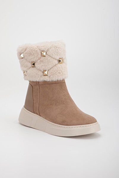 Dilimler Ayakkabı Γυναικείες μπότες με ίσιο τακούνι Mink Suede Fur