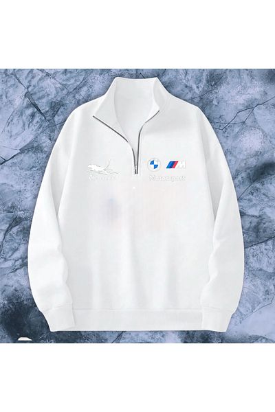 NEW TRENDY COLLECTİON Φούτερ με μισό φερμουάρ BMW λεοπάρ προσαρμοσμένο γραφικό μοτίβο
