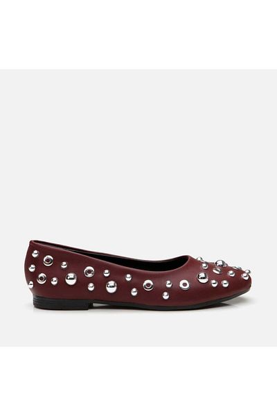 Yaya by Hotiç Mary Jane Claret Red Women's Stone Ballerinas