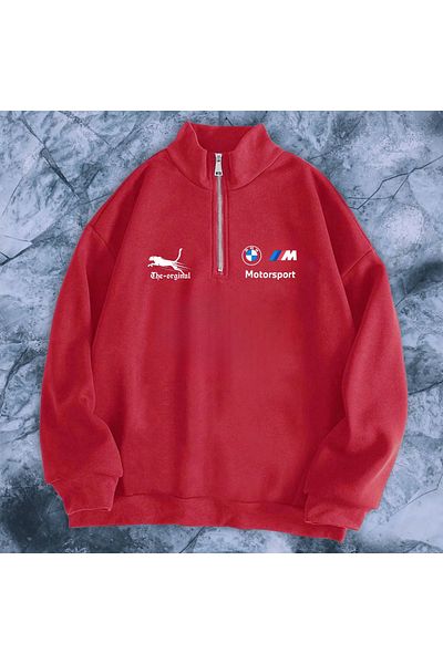 NEW TRENDY COLLECTİON Hanorac imprimat cu model grafic personalizat BMW leopard cu jumătate de fermoar