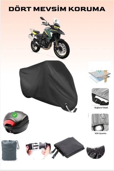 Breen Siyah Benelli Trk 702x Için Arka Çanta Ve Kilit Uyumlu Motosiklet Branda, Güvenli