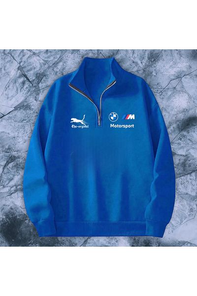 NEW TRENDY COLLECTİON Hanorac imprimat cu model grafic personalizat BMW leopard cu jumătate de fermoar
