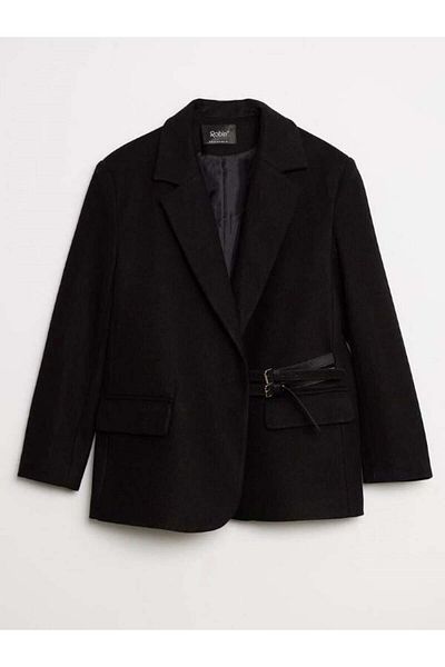Robin 88774 Stamped Belt Detailed Jacket Black
