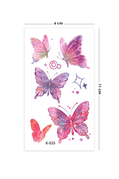 BP Tattoo Pembe Kelebekler Geçici Kelebek Yüz Makyaj Vücut Dövmesi