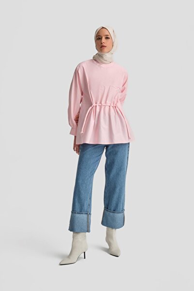 Armine Bağcık Detaylı Pamuk Bluz 24k3619 Pembe