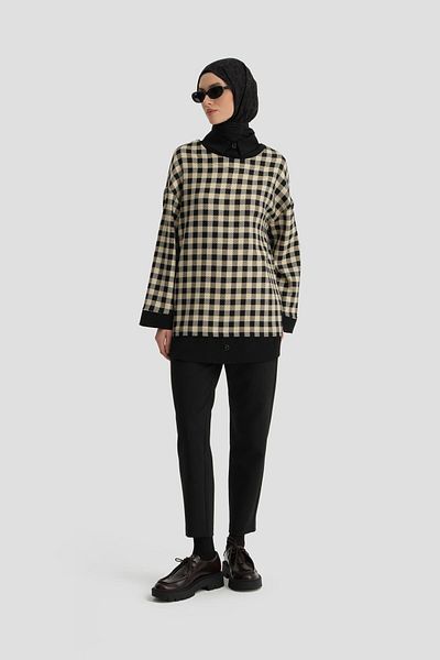 Armine Black Checkered Tunic - 24K4310