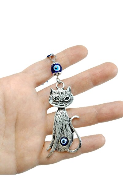 biuti Cam Nazar Boncuklu Eskitme Metal Kedi Araba Dikiz Ayna Süsü  Hediyelik ...