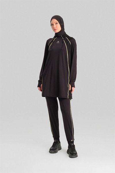 Armine Black Mobile Tunic - Hooded, Finger and Cord Detail, 23K4735
