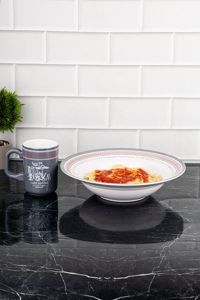 DNS HOME Set of 1 Keramica Pasta Plate 26 cm and 1 Keramica Mug Cup 11 cm