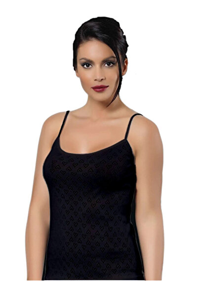 İki Yıldız Чорна майка на бретельках, 100% бавовна, з принтом - упаковка по 6...