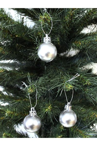 Astaş Christmas Pine Tree Ball 4cm Silver Set of 6